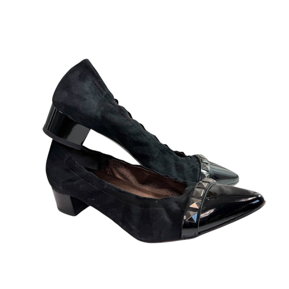 Attilio Giusti Leombruni AGL Pyramid Stud Pointy Toe Pump Black Size EU 38, US 8